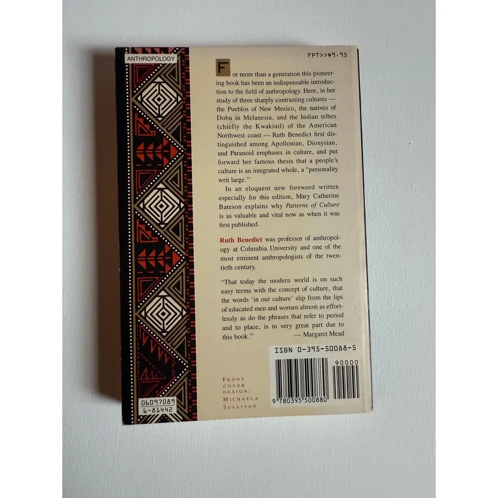 Patterns of Culture Ruth Benedict Anthropology Book Margaret Mead Foreword 1989
